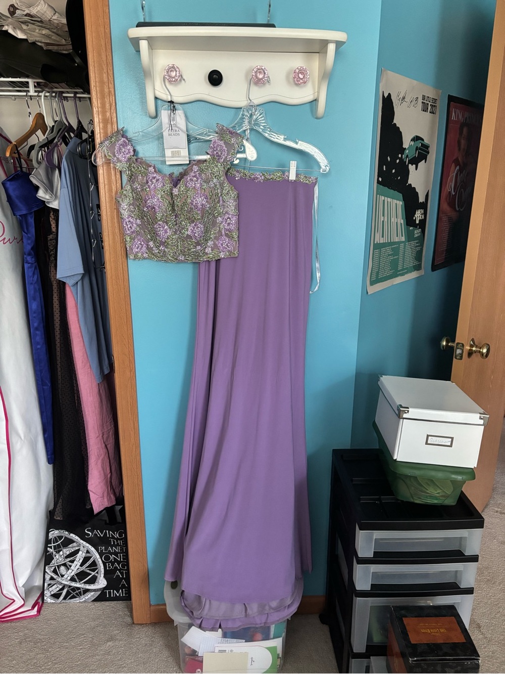 Sherri Hill Lavender Floral Beaded Two-Piece Prom Top